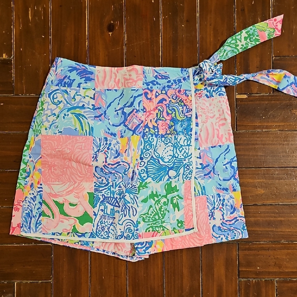 Lilly Pulitzer Colorful Patchwork Wrap Skort - image 1